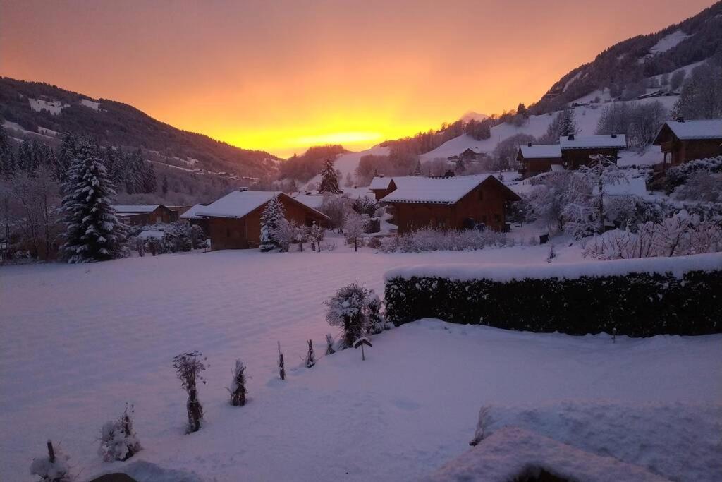 A4 Km De Megeve Tres Joli Studio Avec Jacuzzi ,Vue Sur Les Montagnes Au Calme Praz-sur-Arly Bagian luar foto