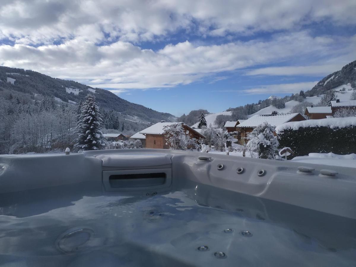 A4 Km De Megeve Tres Joli Studio Avec Jacuzzi ,Vue Sur Les Montagnes Au Calme Praz-sur-Arly Bagian luar foto