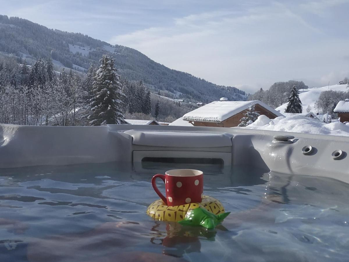 A4 Km De Megeve Tres Joli Studio Avec Jacuzzi ,Vue Sur Les Montagnes Au Calme Praz-sur-Arly Bagian luar foto