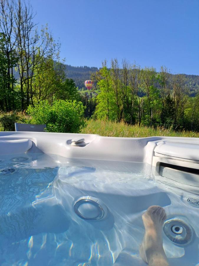 A4 Km De Megeve Tres Joli Studio Avec Jacuzzi ,Vue Sur Les Montagnes Au Calme Praz-sur-Arly Bagian luar foto