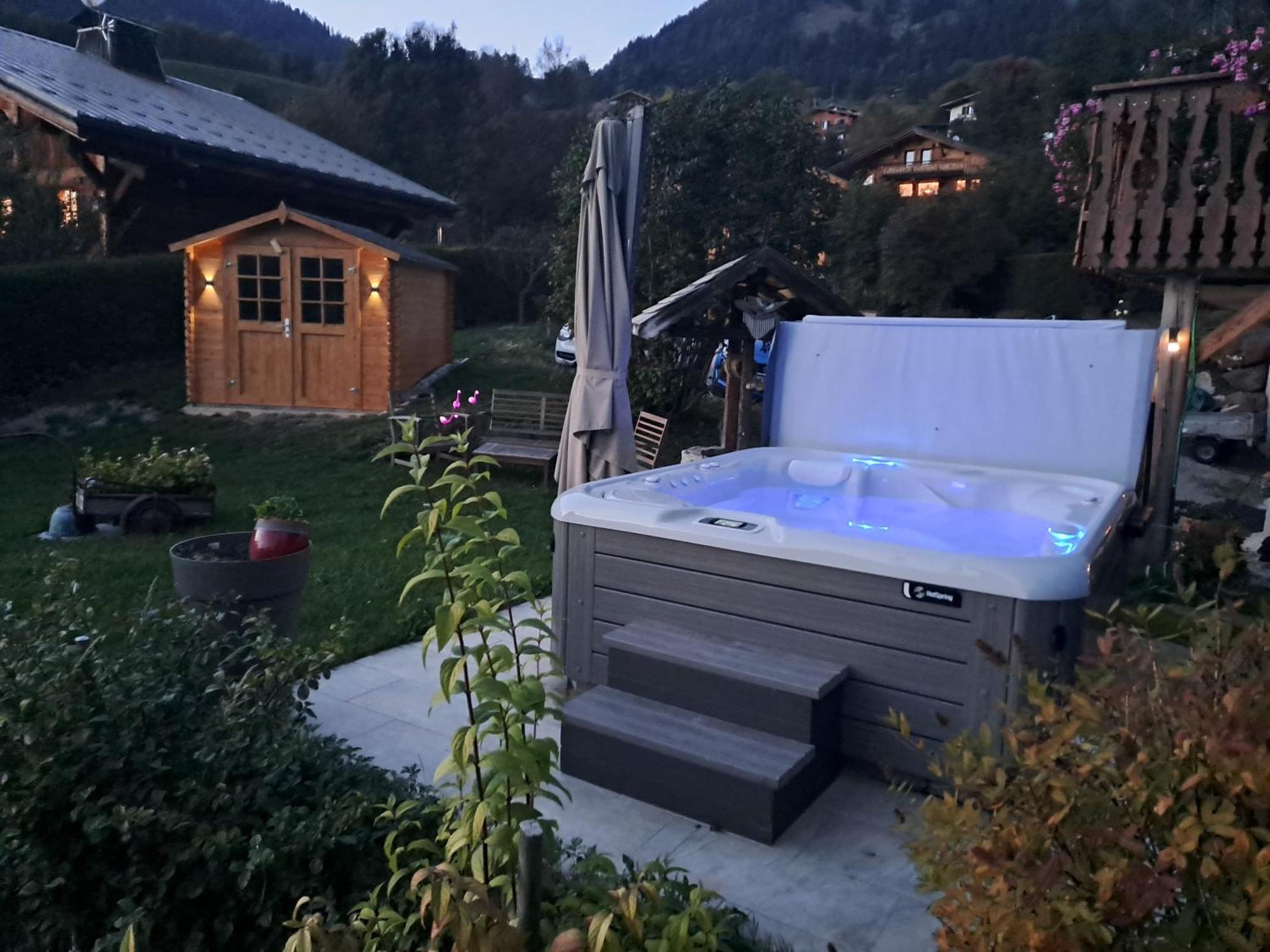 A4 Km De Megeve Tres Joli Studio Avec Jacuzzi ,Vue Sur Les Montagnes Au Calme Praz-sur-Arly Bagian luar foto